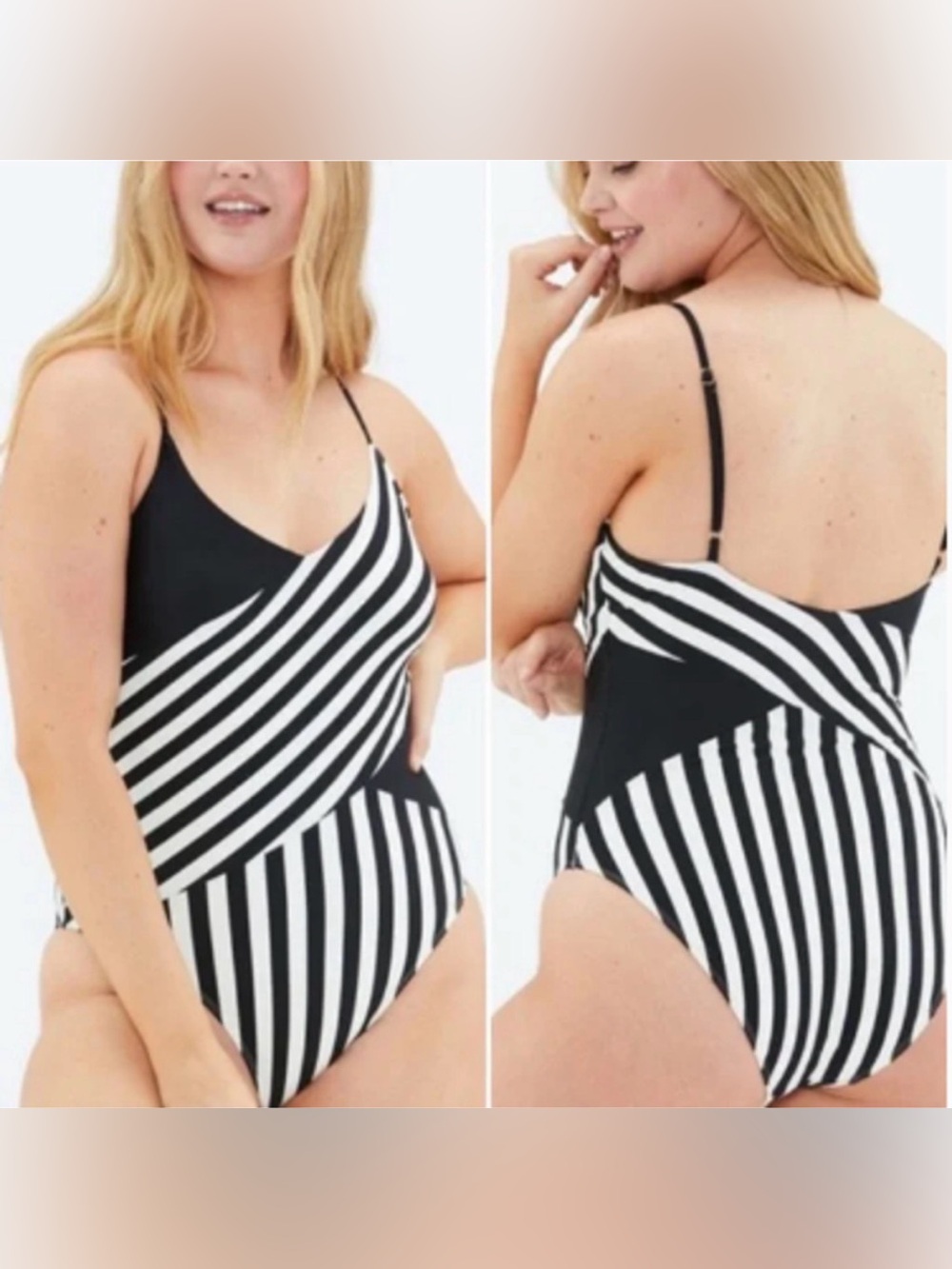 Summersalt Black & White Striped Girls' One-Piece Swimsuit size 10